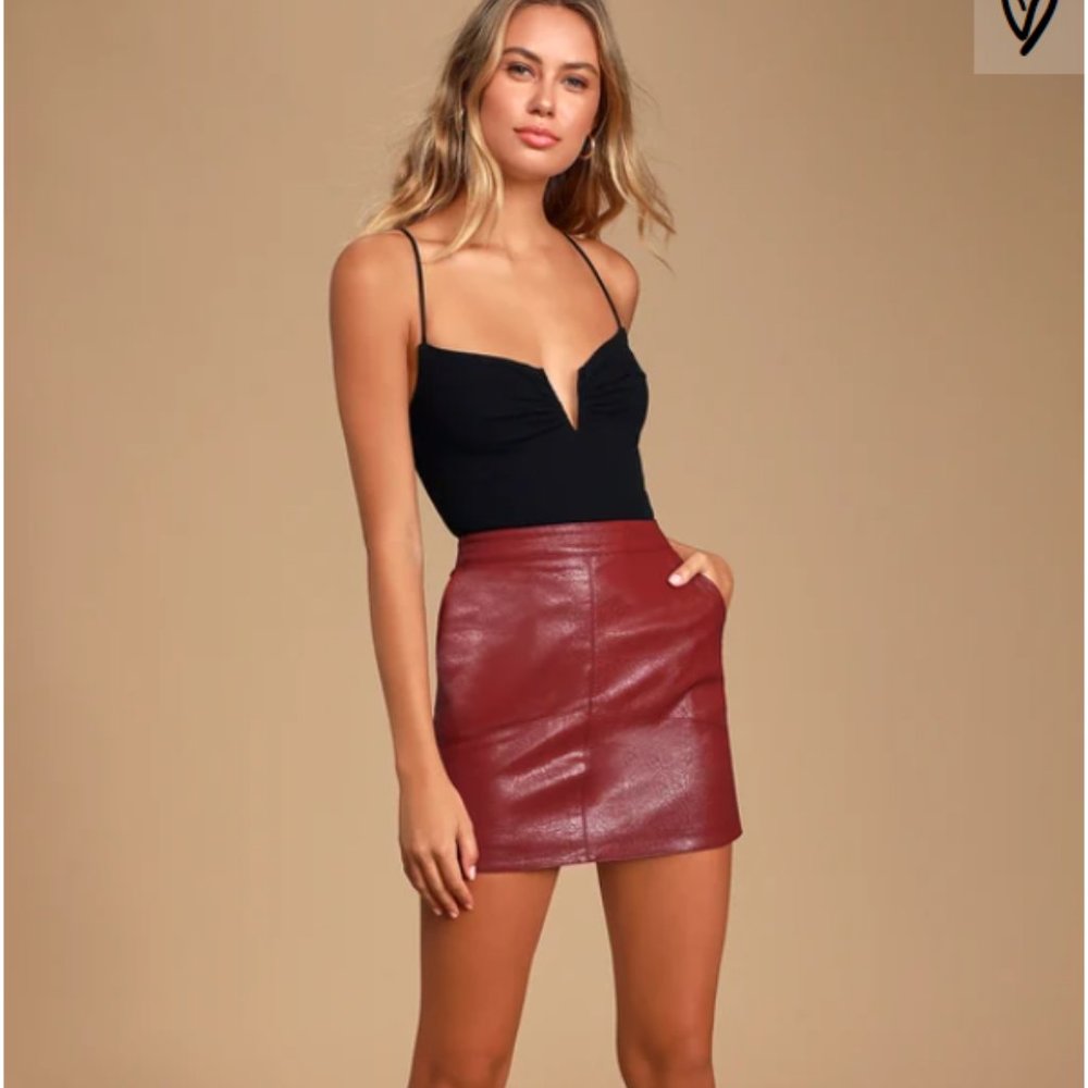 Lulus Red Leather Miniskirt - Size S